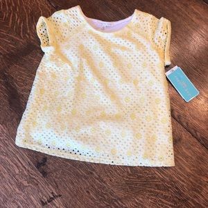 NWT Girls yellow eyelet shirt size 6